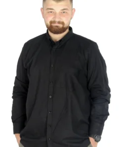 Голема црна машка кошула  3XL - 10XL памук, ликра