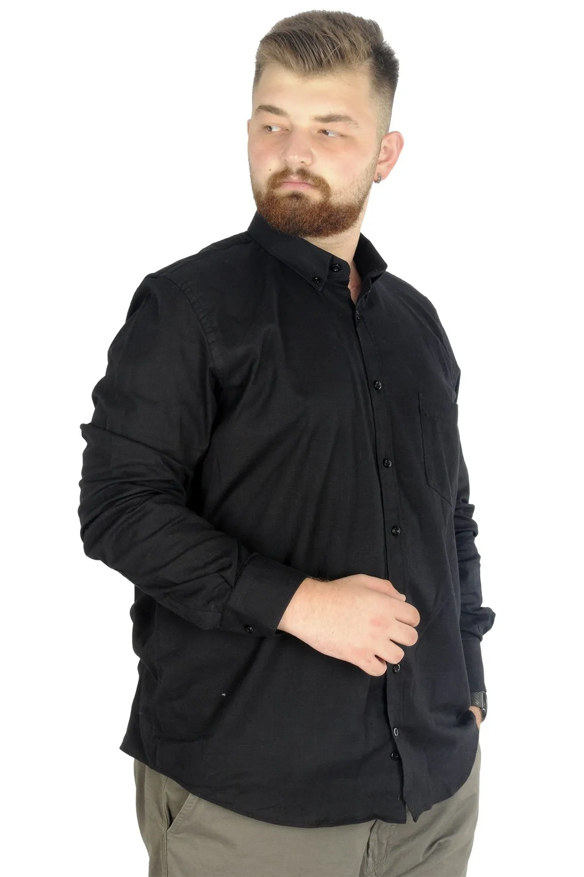 Голема црна машка кошула 3XL - 10XL памук, ликра - Image 2
