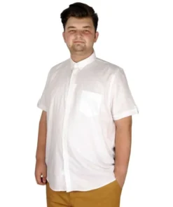 Голема бела машка кошула на краток ракав 3XL - 10XL