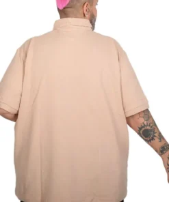 поло маица во големини од 4xl 5xl 6xl 7xl 8xl 9xl 10xl поло памучна маица задна страна - бејж