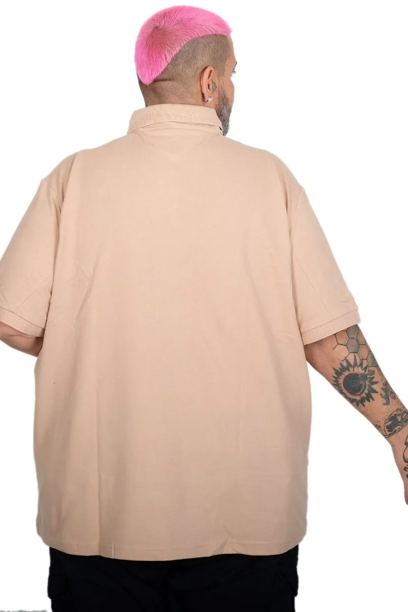 поло маица во големини од 4xl 5xl 6xl 7xl 8xl 9xl 10xl поло памучна маица задна страна - бејж