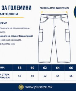 водич за големини на големи броеви на карго пантолони