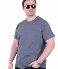 Сива машка голема маица – големи броеви (3XL до 10XL) | 100% памук - дебела ткаенина