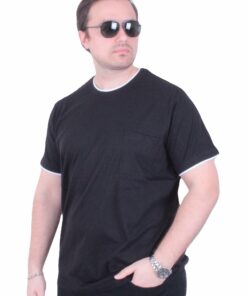 Црна машка голема маица – големи броеви (3XL до 10XL) | 100% памук - дебела ткаенина
