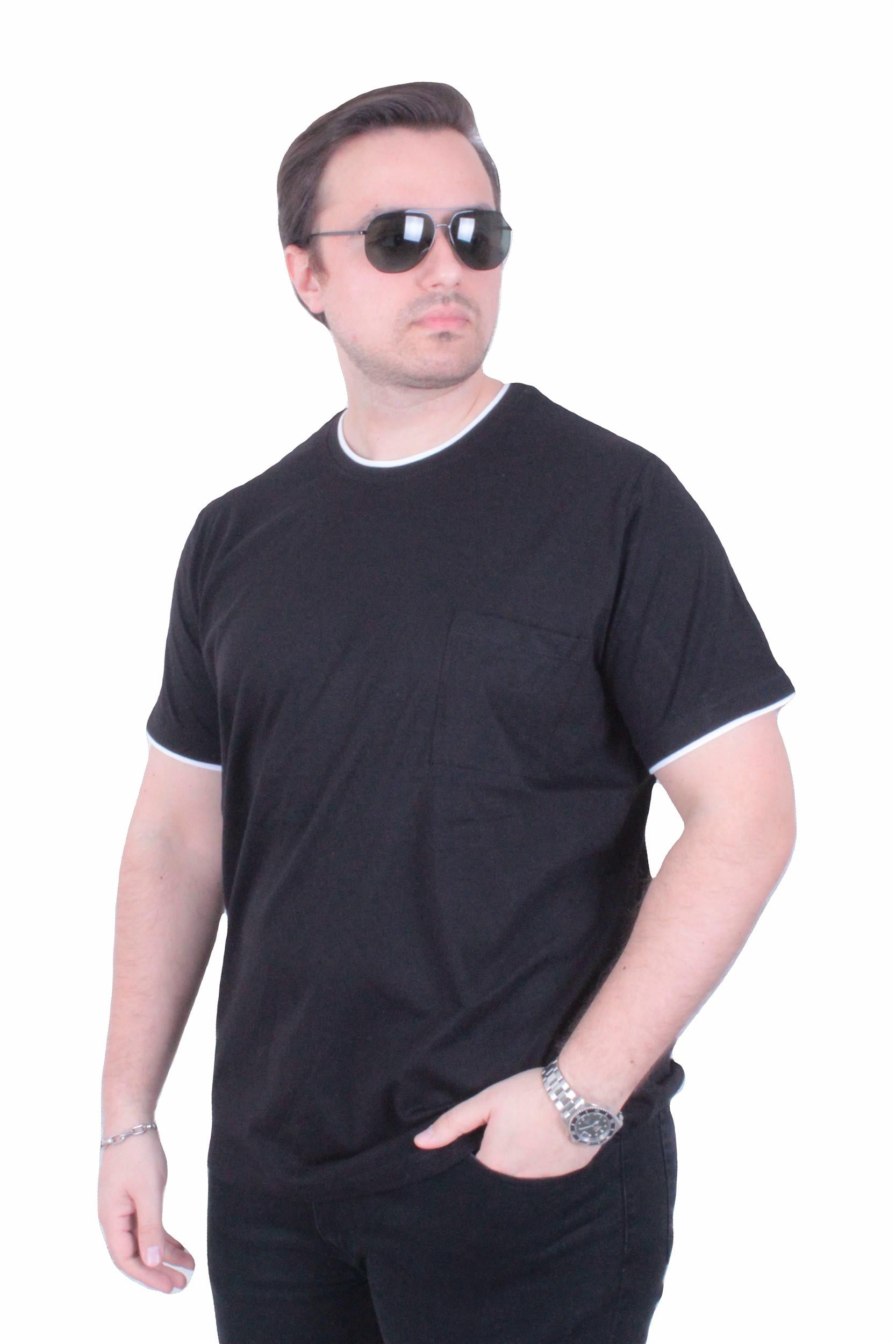 Црна машка голема маица – големи броеви (3XL до 10XL) | 100% памук - дебела ткаенина