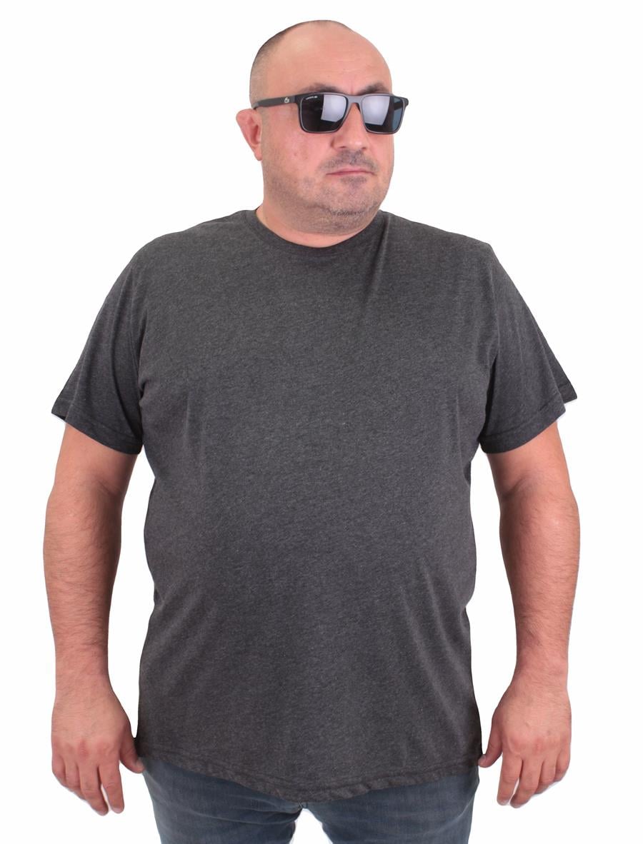 голема маица памучна 100% памук големи броеви од 3xl 4xl 5xl 6xl 7xl 8xl 9xl 10xl предна страна темно сива