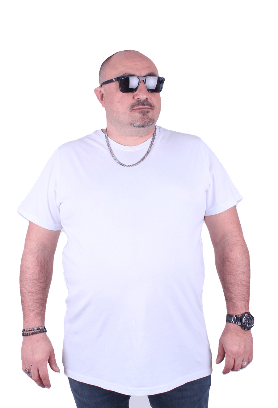 голема маица памучна 100% памук големи броеви од 3xl 4xl 5xl 6xl 7xl 8xl 9xl 10xl предна страна бела