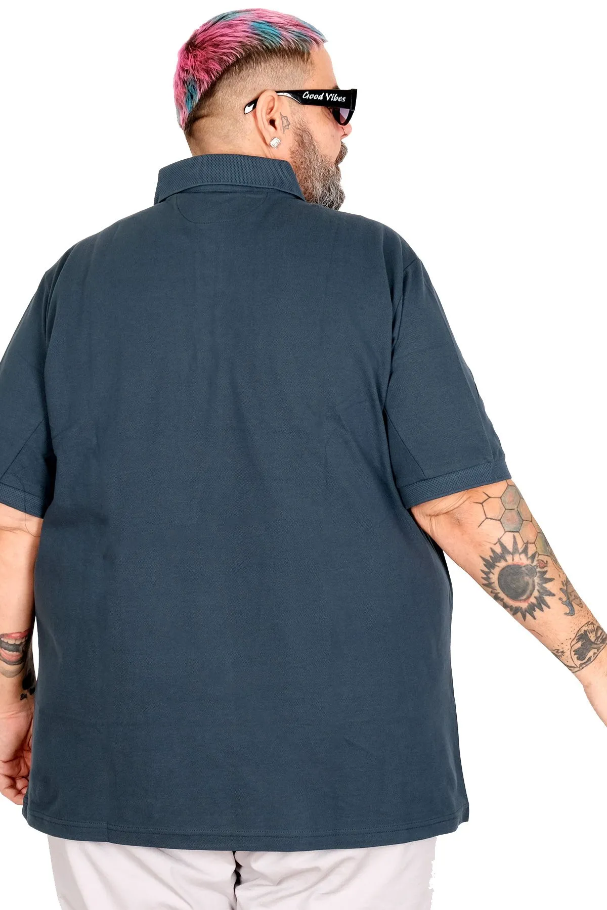 Тиркизно зелена машка поло маица –ЏЕБ, големи броеви (3XL до 10XL) | 100% памук - Image 4
