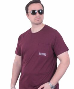 Бордо машка голема маица – големи броеви (3XL до 10XL) | 100% памук - дебела ткаенина, апликација