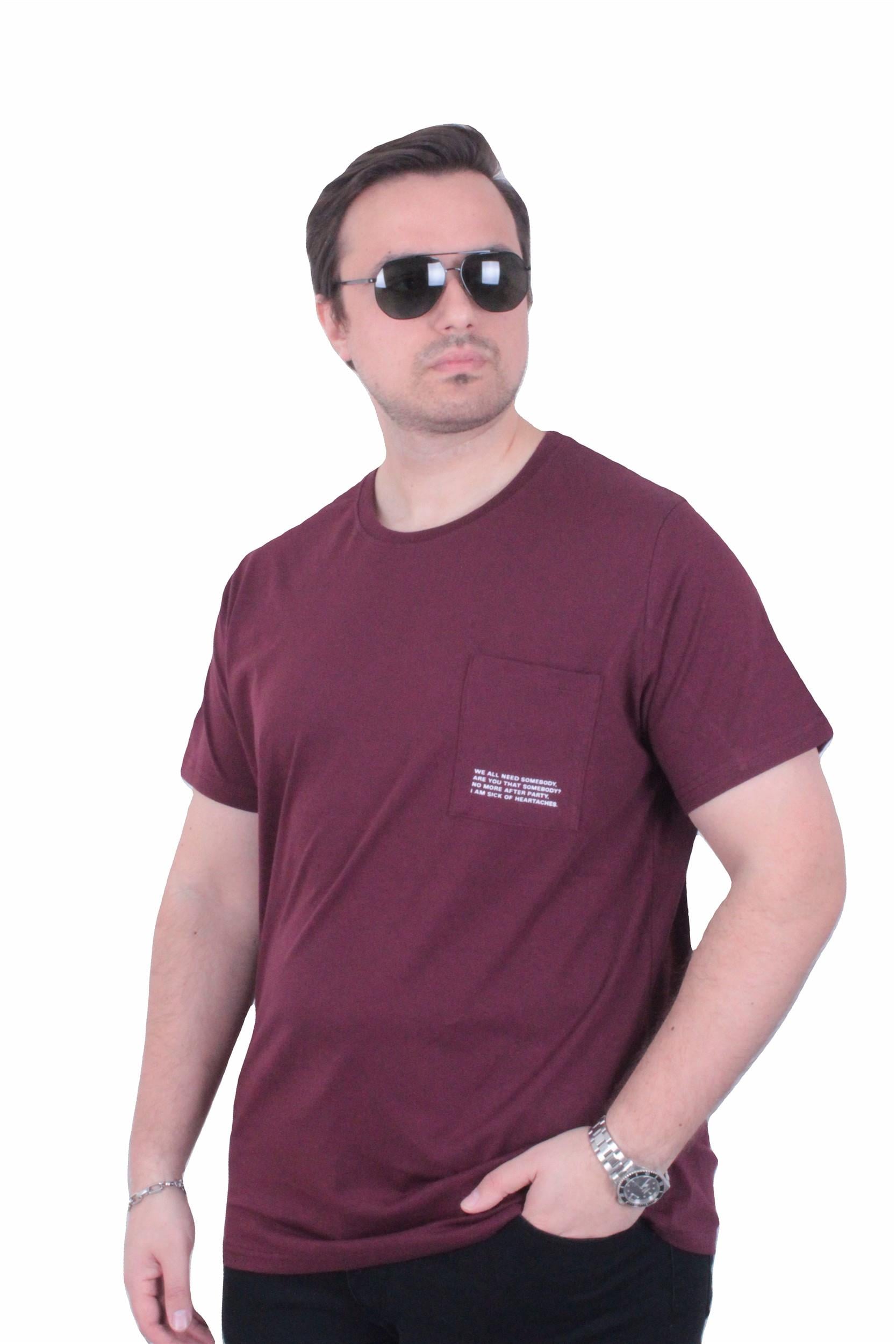 Бордо машка голема маица – големи броеви (3XL до 10XL) | 100% памук - дебела ткаенина, апликација